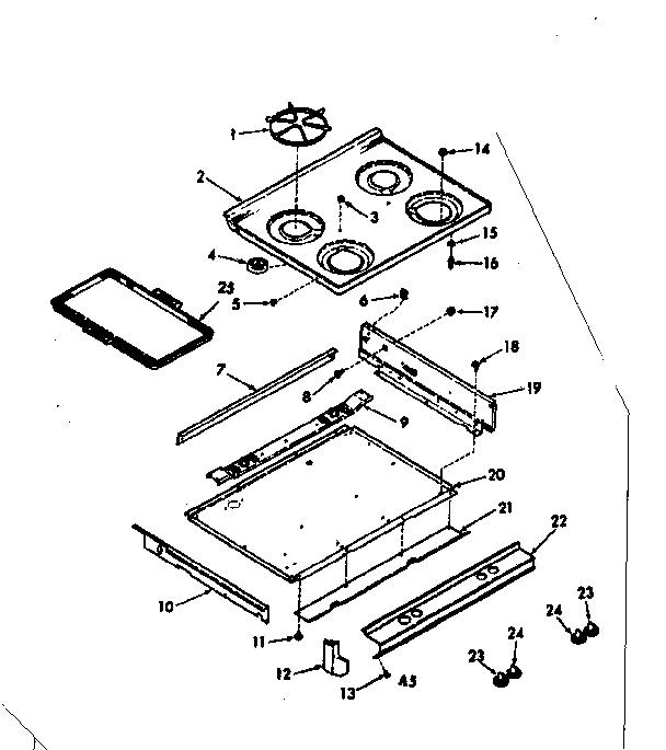 Kenmore 1037827360 main top section diagram