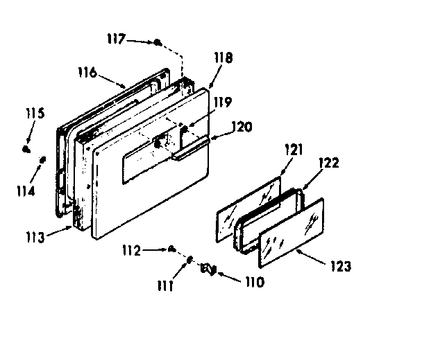 Kenmore 1037827360 lower oven door section diagram