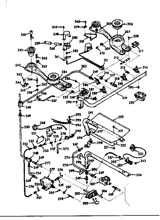 Kenmore 1037857261 burner section diagram