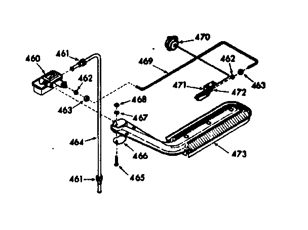 Kenmore 1037857261 upper oven burner section diagram