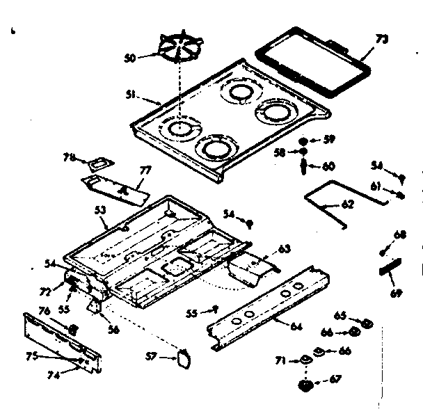 Kenmore 1038357221 main top section diagram
