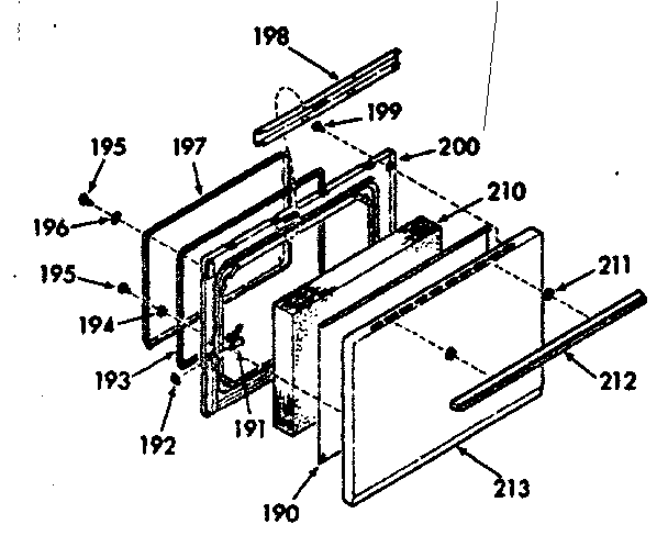 Kenmore 1038357221 oven door section diagram