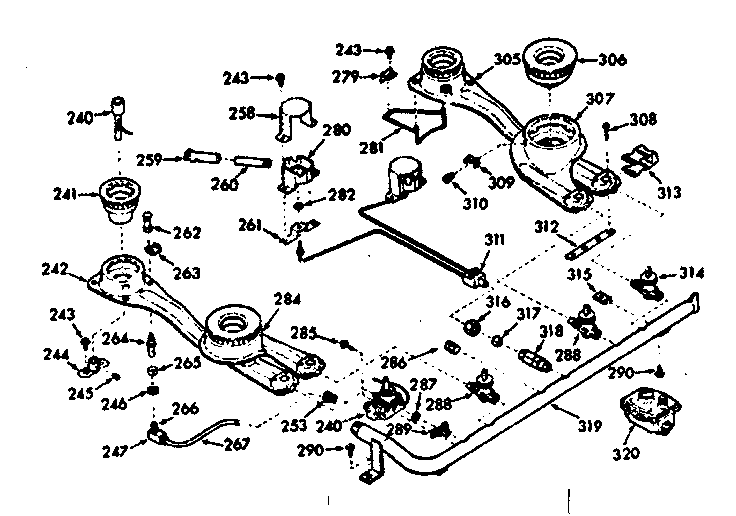 Kenmore 1038357221 burner section diagram