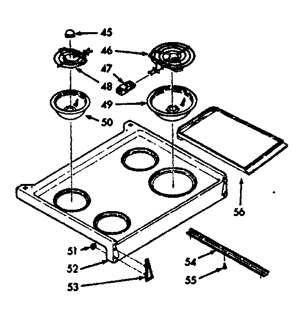Kenmore 1039127261 main top section diagram