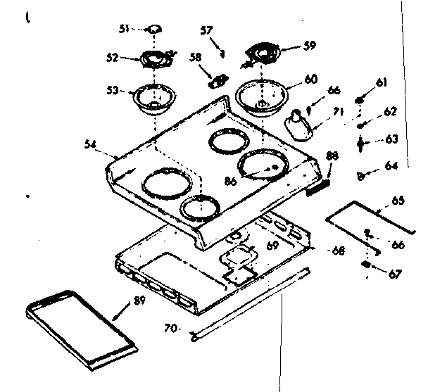Kenmore 1039177212 main top section diagram