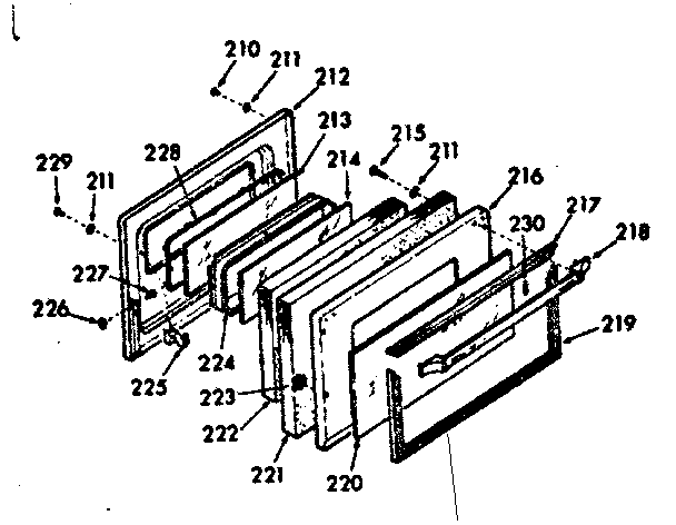 Kenmore 1039177212 oven door section diagram