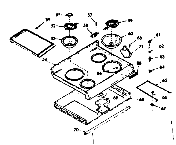 Kenmore 1039177213 main top section diagram