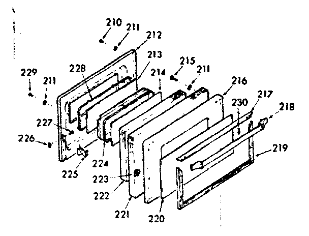 Kenmore 1039177213 oven door section diagram