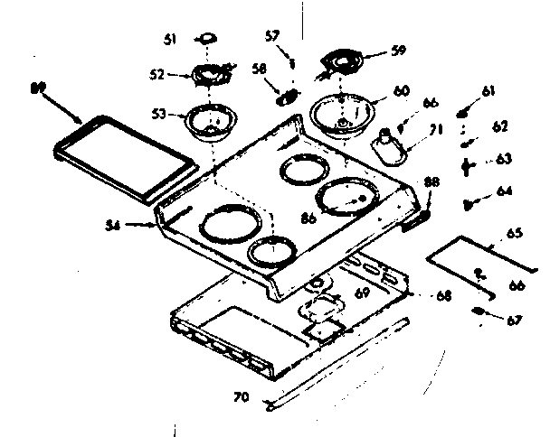 Kenmore 1039187212 main top section diagram