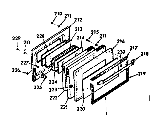 Kenmore 1039187212 oven door section diagram
