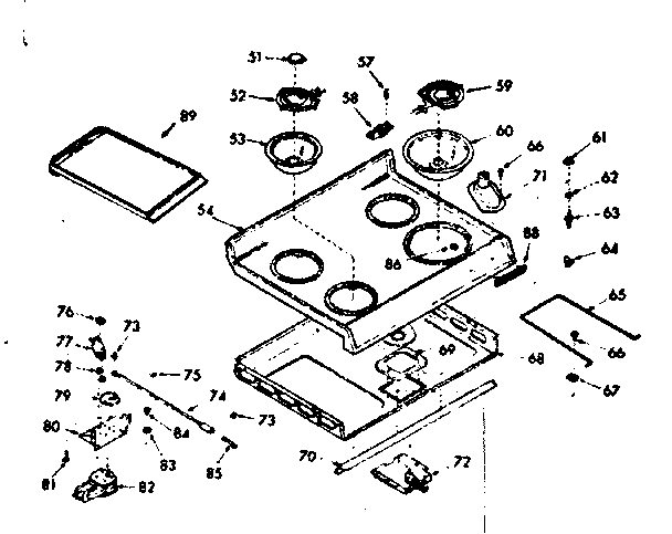 Kenmore 1039337261 main top section diagram