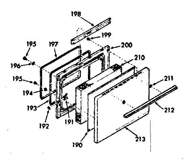 Kenmore 1039337261 oven door section diagram
