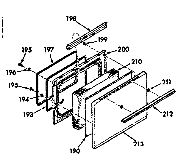 Kenmore 1039337360 oven door section diagram