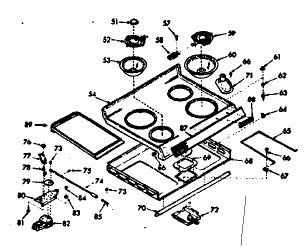 Kenmore 1039357221 main top section diagram