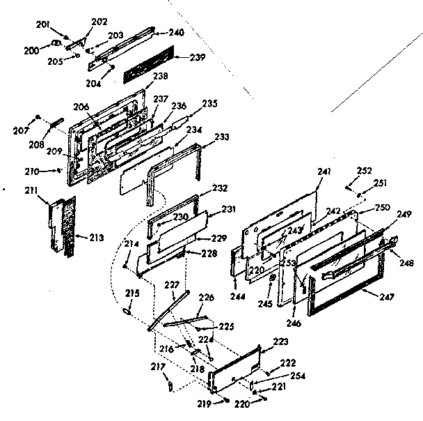 Kenmore 1039357262 oven door section diagram
