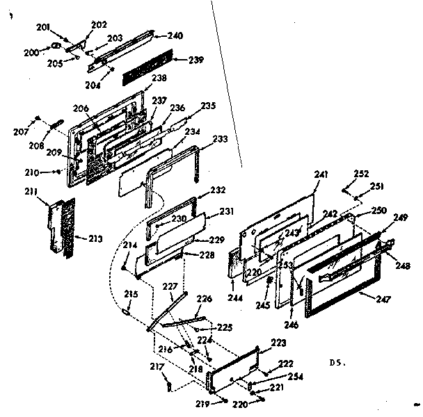 Kenmore 1039357263 oven door section diagram