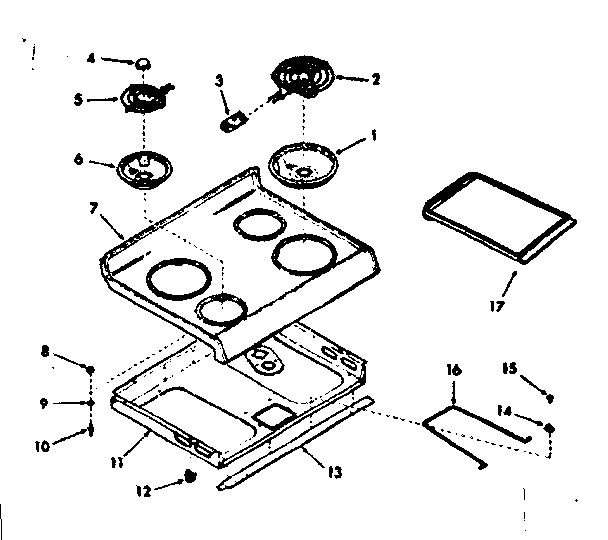 Kenmore 1039357310 main top section diagram