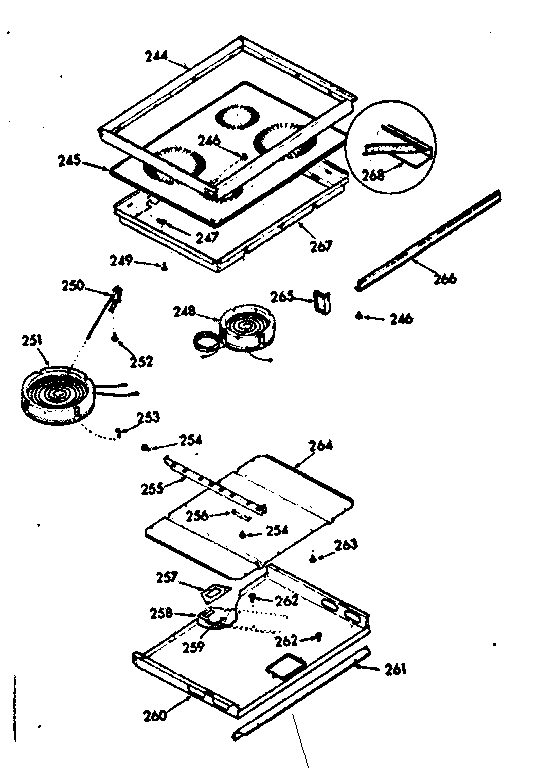 Kenmore 1039367311 main top cook surface diagram