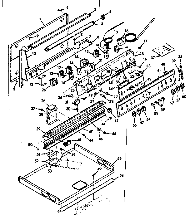 Kenmore 1039377240 backguard and burner box section diagram