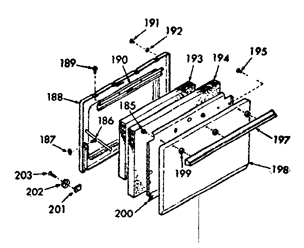 Kenmore 1039377240 oven door section diagram
