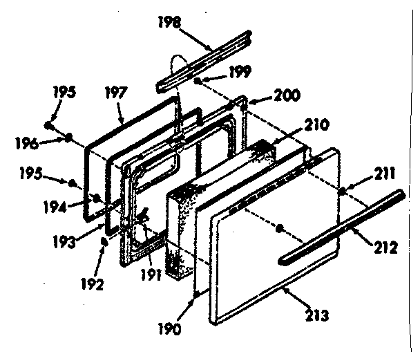 Kenmore 1039377320 oven door section diagram