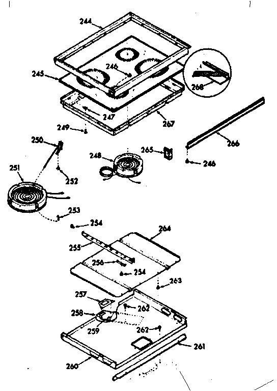 Kenmore 1039377320 main top cook surface diagram