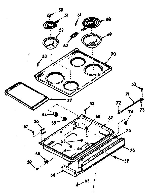 Kenmore 1039737360 main top section diagram