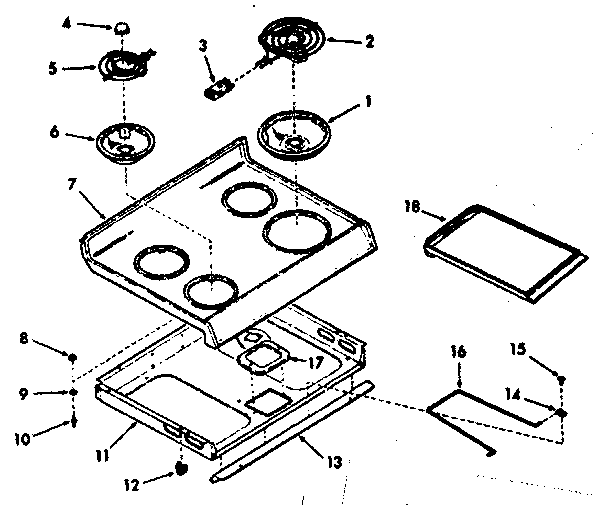 Kenmore 1039747340 main top section diagram