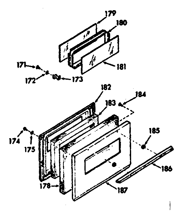 Kenmore 1039747340 oven door section diagram