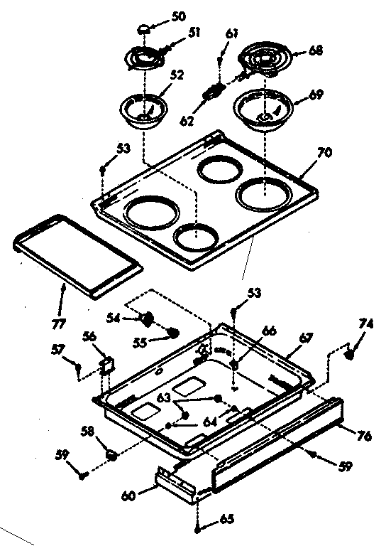 Kenmore 1039767320 main top section diagram