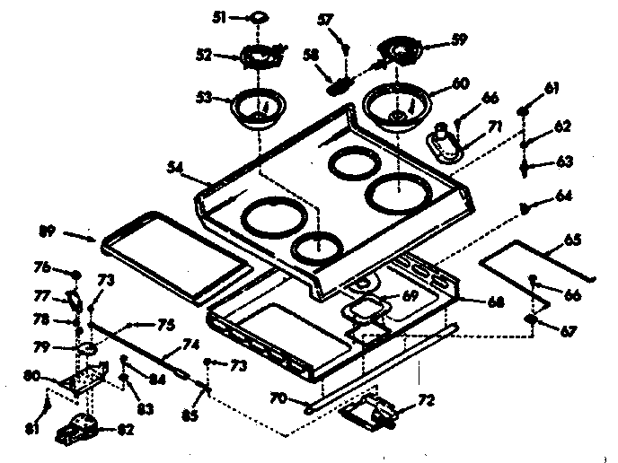Kenmore 1039857263 main top section diagram