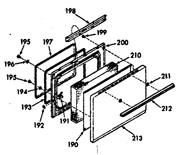 Kenmore 1039857263 oven door section diagram