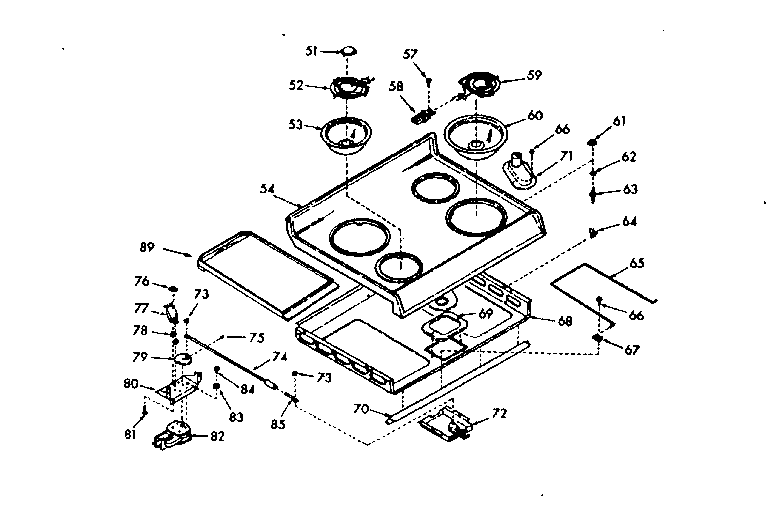Kenmore 1039857360 main top section diagram
