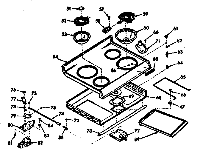 Kenmore 1039857311 main top section diagram