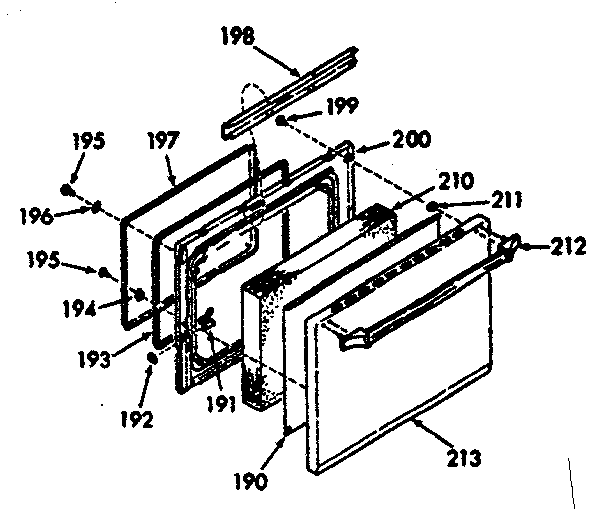 Kenmore 1039857311 oven door section diagram