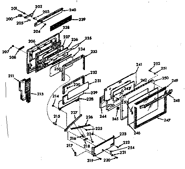 Kenmore 1039867360 oven door section diagram