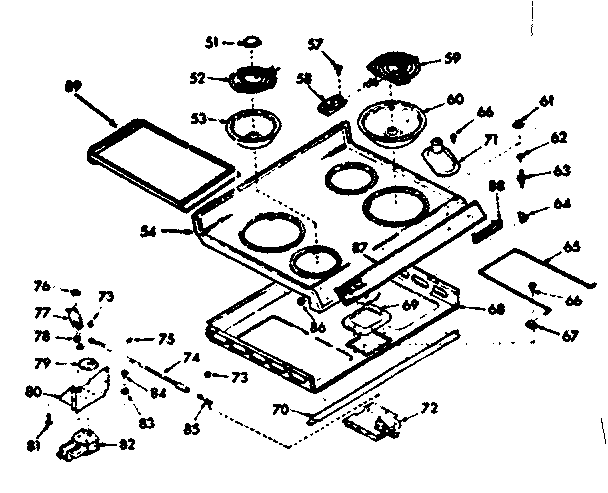 Kenmore 1039877221 main top section diagram