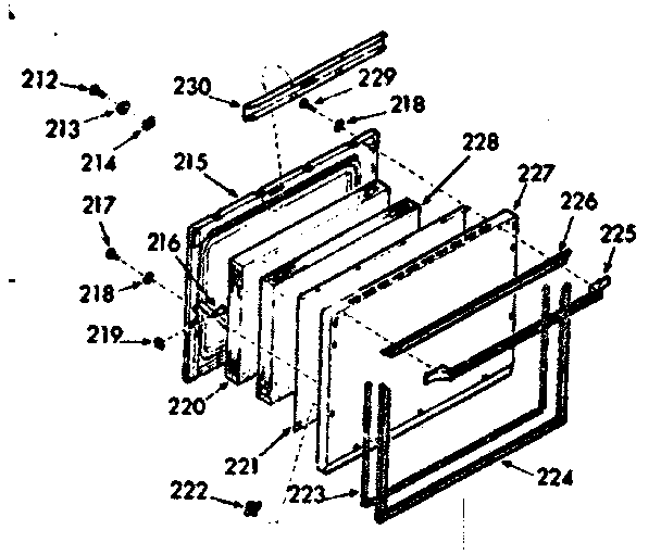 Kenmore 1039877221 lower body door section diagram