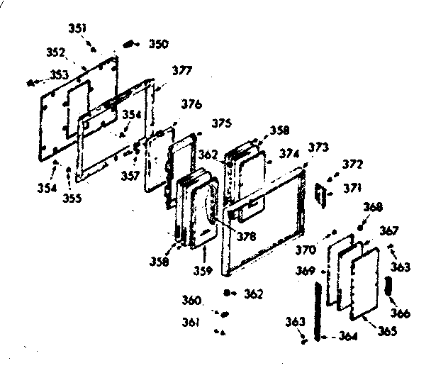 Kenmore 1039877221 upper oven door section diagram