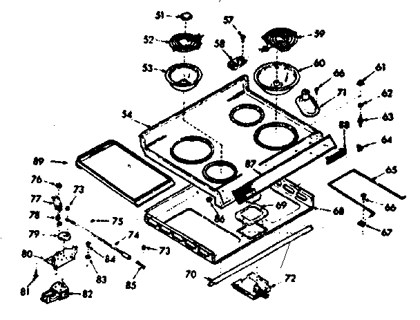 Kenmore 1039877243 main top section diagram