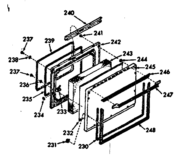 Kenmore 1039877243 lower body door section diagram