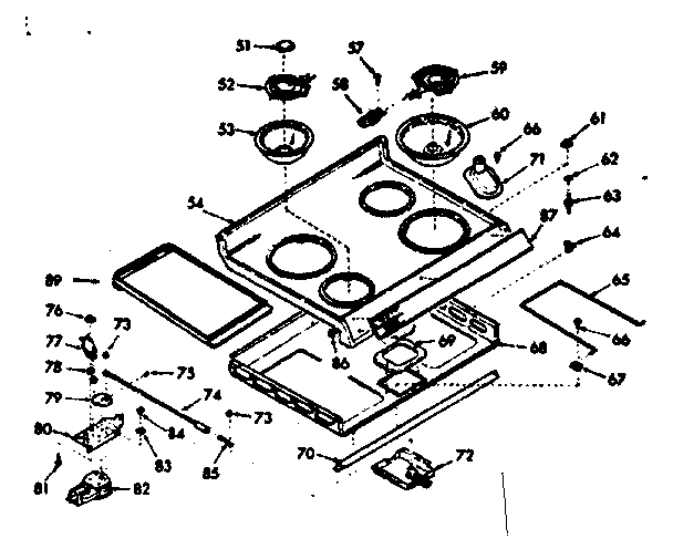 Kenmore 1039877320 main top section diagram
