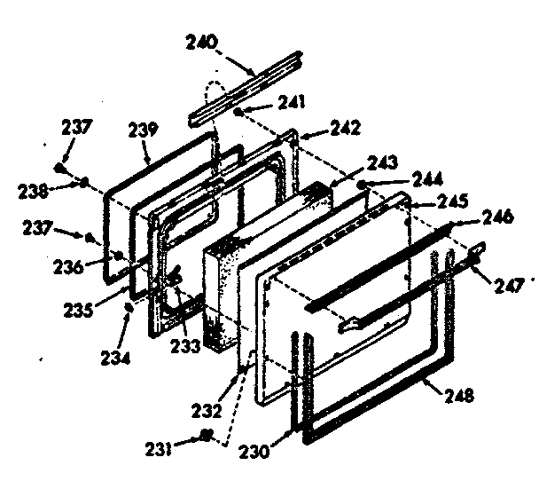Kenmore 1039877320 lower body door section diagram