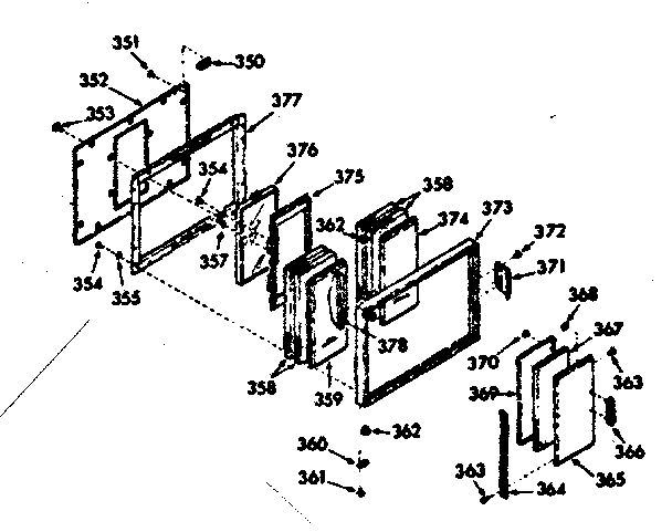 Kenmore 1039877320 upper oven door section diagram