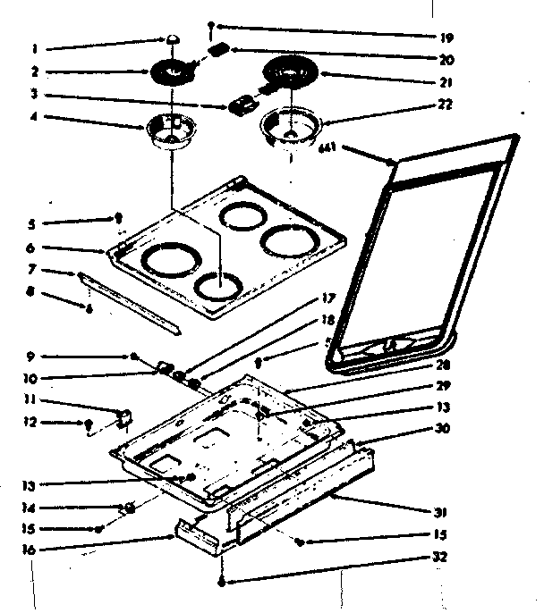 Kenmore 1039886940 main top section diagram