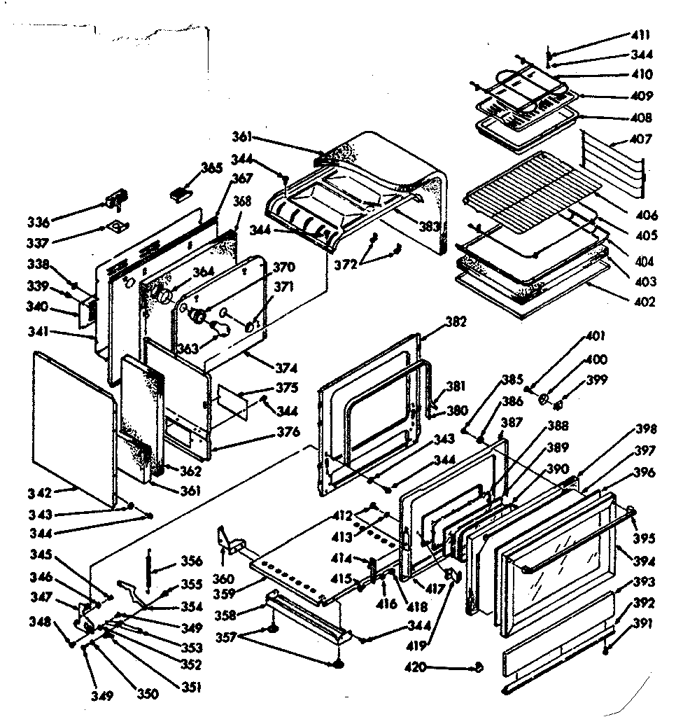 Kenmore 1039886940 lower oven body section diagram