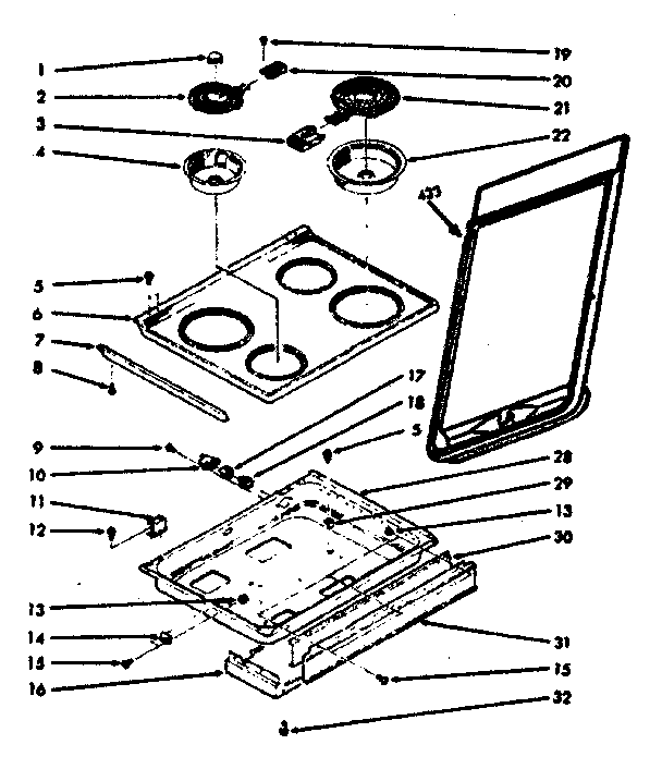 Kenmore 1039886961 main top section diagram