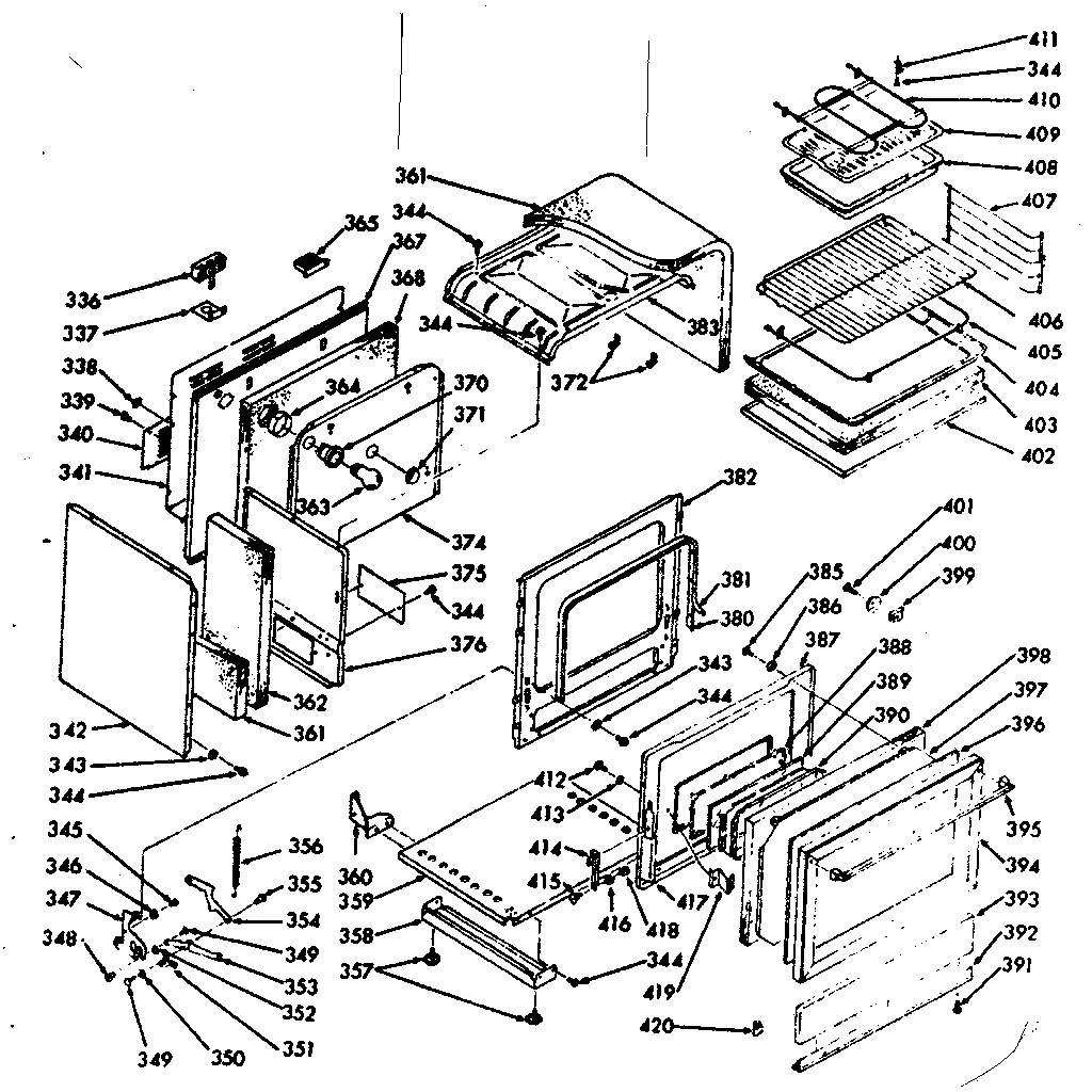 Kenmore 1039886961 lower oven body section diagram