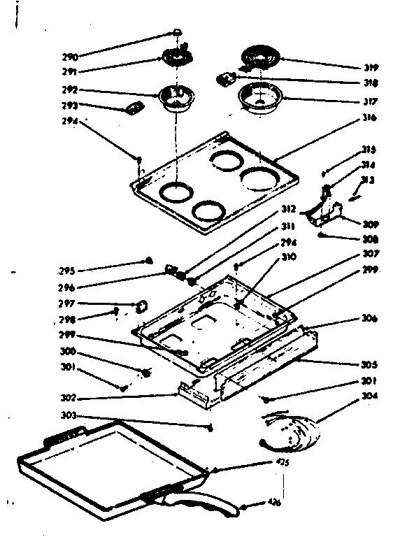 Kenmore 1039946740 main top section diagram