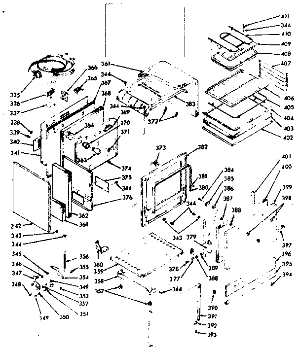 Kenmore 1039946740 lower oven body section diagram